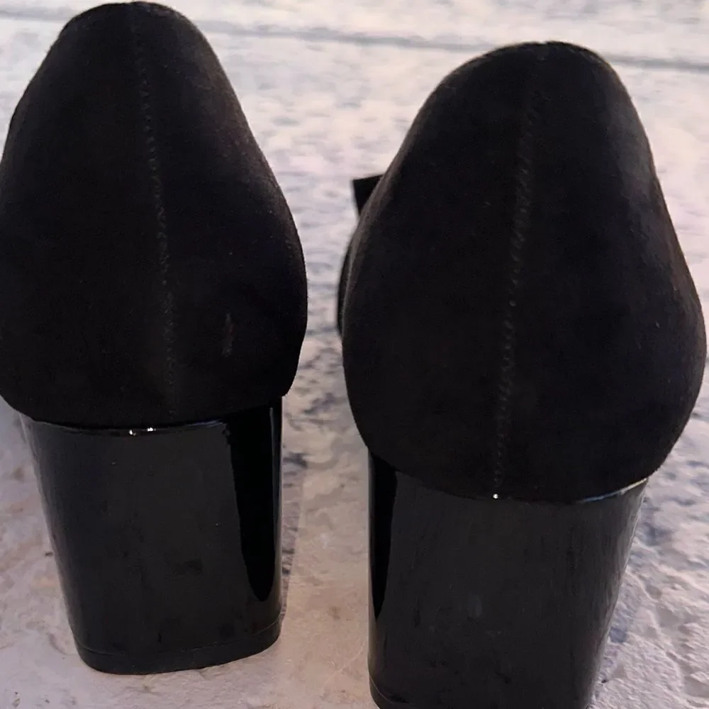 Bandolino Women's Black Suede  Chunky Heel Pumps Kiltie Tassel Shoes SZ 9.5